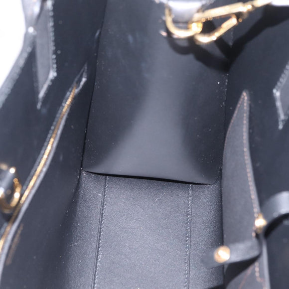BURBERRY Frances Tote Bag Leather 2way Black Gold Auth 214425M