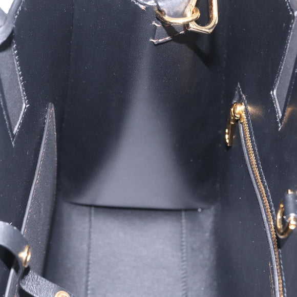 BURBERRY Frances Tote Bag Leather 2way Black Gold Auth 214425M