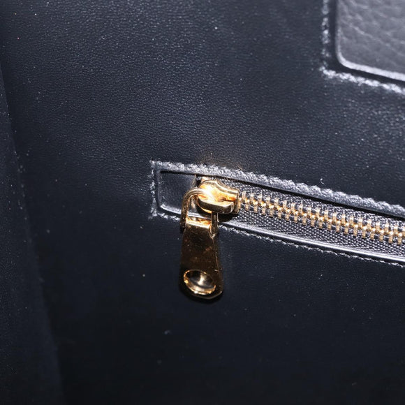 BURBERRY Frances Tote Bag Leather 2way Black Gold Auth 214425M