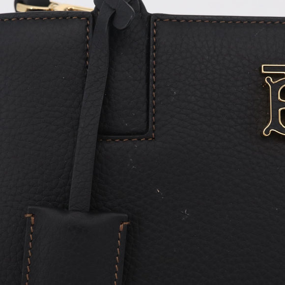BURBERRY Frances Tote Bag Leather 2way Black Gold Auth 214425M