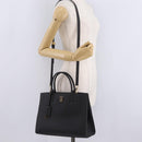 BURBERRY Frances Tote Bag Leather 2way Black Gold Auth 214425M-31