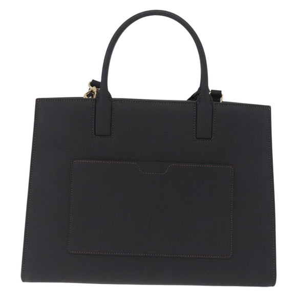 BURBERRY Frances Tote Bag Leather 2way Black Gold Auth 214425M