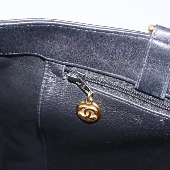 CHANEL COCO Mark Chain Tote Bag Leather Black Gold CC Auth 214427V