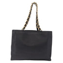CHANEL COCO Mark Chain Tote Bag Leather Black Gold CC Auth 214427V-3