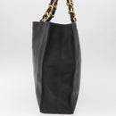 CHANEL COCO Mark Chain Tote Bag Leather Black Gold CC Auth 214427V-4