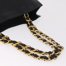 CHANEL COCO Mark Chain Tote Bag Leather Black Gold CC Auth 214427V-7