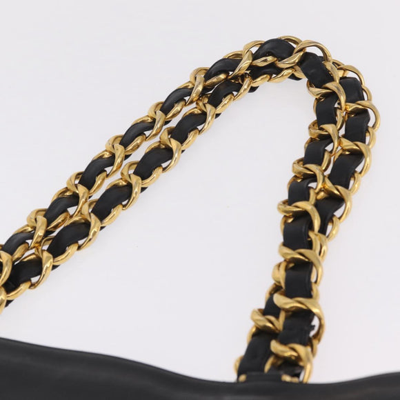 CHANEL COCO Mark Chain Tote Bag Leather Black Gold CC Auth 214427V