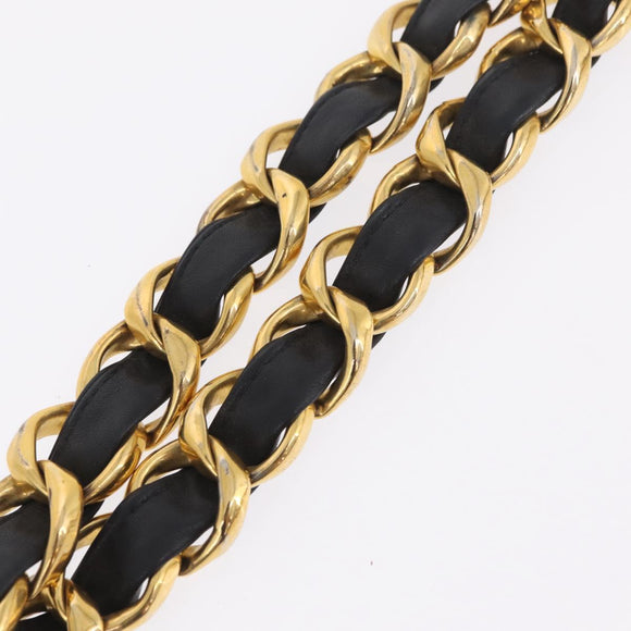 CHANEL COCO Mark Chain Tote Bag Leather Black Gold CC Auth 214427V