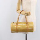LOUIS VUITTON Monogram Vernis Bedford Hand Bag Beige M91006 LV Auth 214432V-23