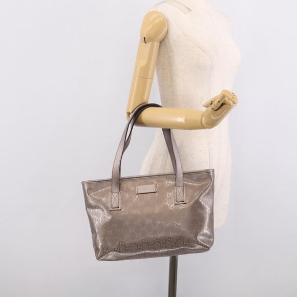 GUCCI GG Implementation Tote Bag PVC Leather Pink Silver 211138 Auth 214434A