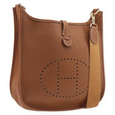 HERMES Evelyn 1PM Shoulder Bag Leather Brown Gold Auth 214437SAM-1