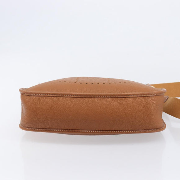 HERMES Evelyn 1PM Shoulder Bag Leather Brown Gold Auth 214437SAM