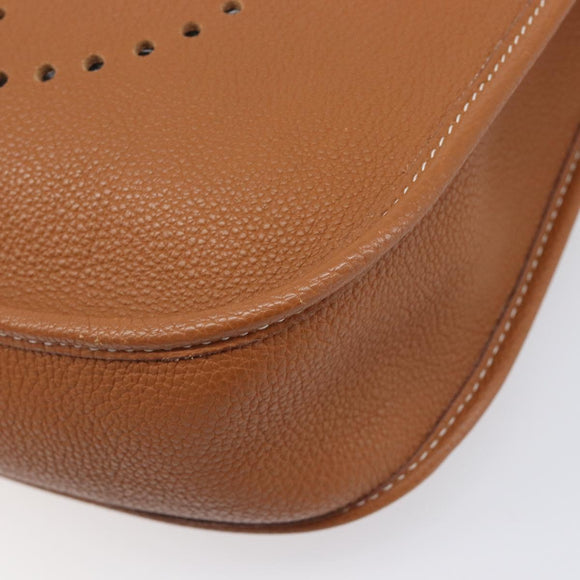 HERMES Evelyn 1PM Shoulder Bag Leather Brown Gold Auth 214437SAM