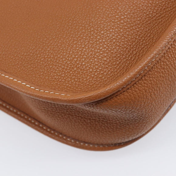HERMES Evelyn 1PM Shoulder Bag Leather Brown Gold Auth 214437SAM