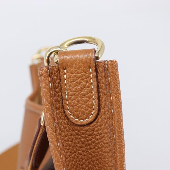 HERMES Evelyn 1PM Shoulder Bag Leather Brown Gold Auth 214437SAM
