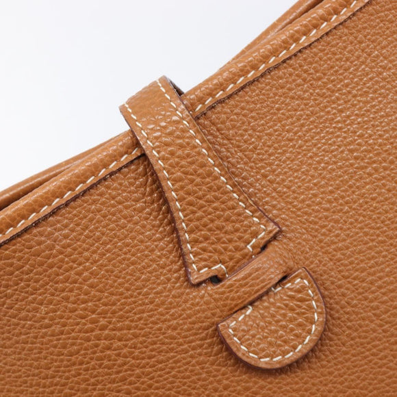 HERMES Evelyn 1PM Shoulder Bag Leather Brown Gold Auth 214437SAM