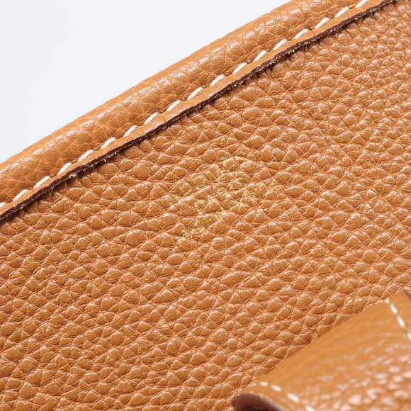 HERMES Evelyn 1PM Shoulder Bag Leather Brown Gold Auth 214437SAM