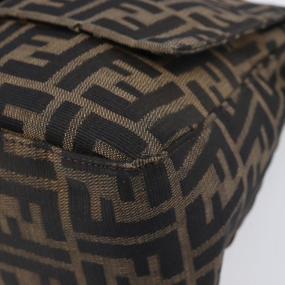 FENDI Zucca Canvas Mamma Baguette Shoulder Bag Brown Silver Auth 214438V
