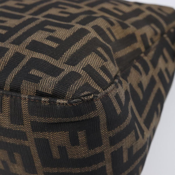 FENDI Zucca Canvas Mamma Baguette Shoulder Bag Brown Silver Auth 214438V