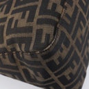FENDI Zucca Canvas Mamma Baguette Shoulder Bag Brown Silver Auth 214438V-13