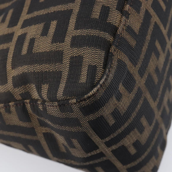 FENDI Zucca Canvas Mamma Baguette Shoulder Bag Brown Silver Auth 214438V