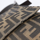 FENDI Zucca Canvas Mamma Baguette Shoulder Bag Brown Silver Auth 214438V-16