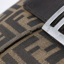 FENDI Zucca Canvas Mamma Baguette Shoulder Bag Brown Silver Auth 214438V-17