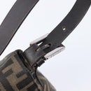 FENDI Zucca Canvas Mamma Baguette Shoulder Bag Brown Silver Auth 214438V-18