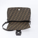 FENDI Zucca Canvas Mamma Baguette Shoulder Bag Brown Silver Auth 214438V-19