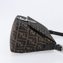 FENDI Zucca Canvas Mamma Baguette Shoulder Bag Brown Silver Auth 214438V-4
