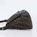 FENDI Zucca Canvas Mamma Baguette Shoulder Bag Brown Silver Auth 214438V-5