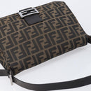 FENDI Zucca Canvas Mamma Baguette Shoulder Bag Brown Silver Auth 214438V-6