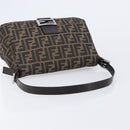 FENDI Zucca Canvas Mamma Baguette Shoulder Bag Brown Silver Auth 214438V-7