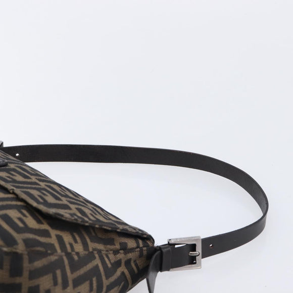 FENDI Zucca Canvas Mamma Baguette Shoulder Bag Brown Silver Auth 214438V
