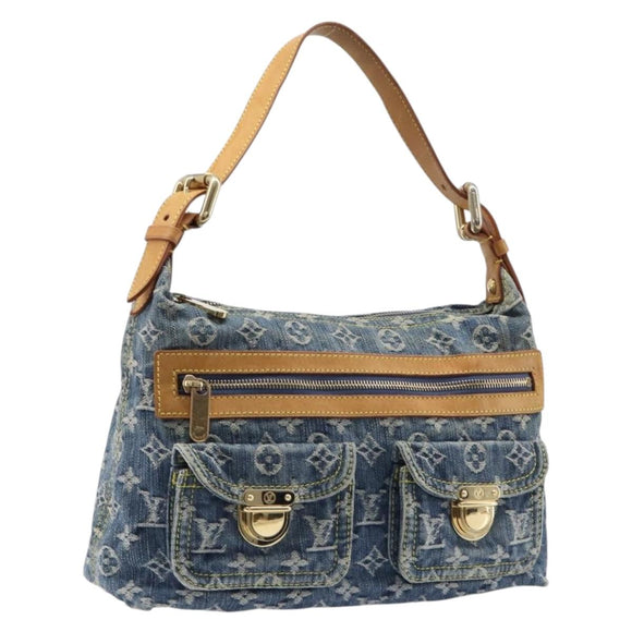 LOUIS VUITTON Monogram Denim Buggy PM Shoulder Bag Blue M95049 LV Auth 214441V