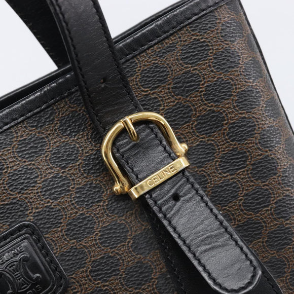 CELINE Macadam Tote Bag PVC Black Gold Auth 214449