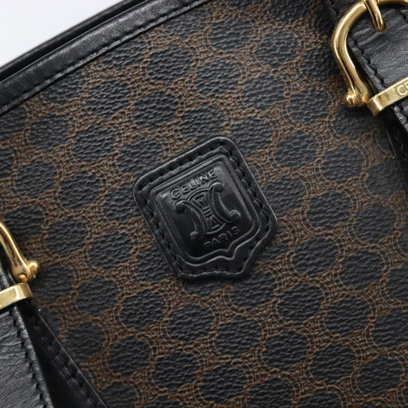 CELINE Macadam Tote Bag PVC Black Gold Auth 214449