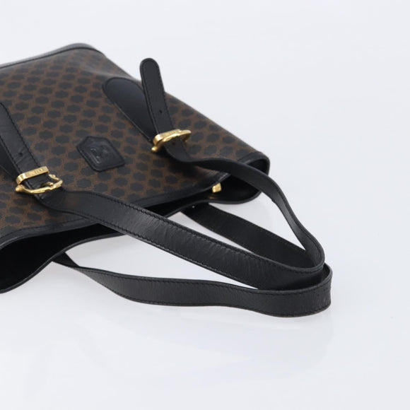 CELINE Macadam Tote Bag PVC Black Gold Auth 214449
