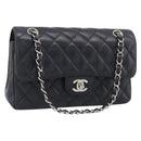 CHANEL Matelasse 23 Double Flap Chain Shoulder Bag Caviar Skin CC Auth 214455SM-1