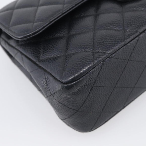 CHANEL Matelasse 23 Double Flap Chain Shoulder Bag Caviar Skin CC Auth 214455SM