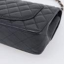 CHANEL Matelasse 23 Double Flap Chain Shoulder Bag Caviar Skin CC Auth 214455SM-12