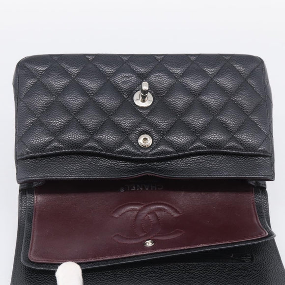 CHANEL Matelasse 23 Double Flap Chain Shoulder Bag Caviar Skin CC Auth 214455SM