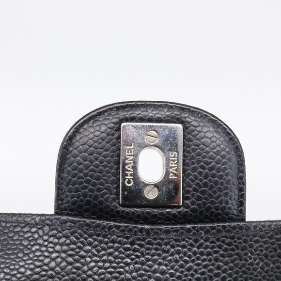 CHANEL Matelasse 23 Double Flap Chain Shoulder Bag Caviar Skin CC Auth 214455SM