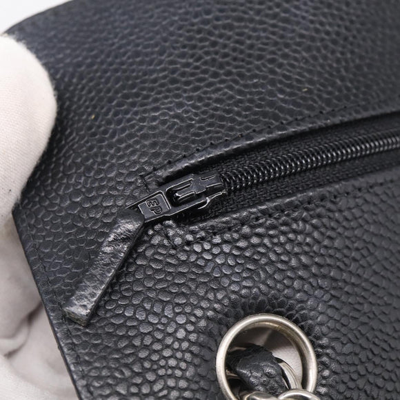 CHANEL Matelasse 23 Double Flap Chain Shoulder Bag Caviar Skin CC Auth 214455SM