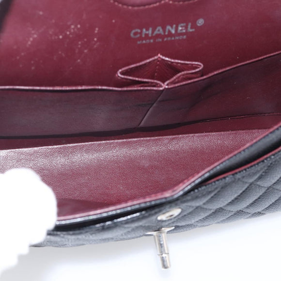 CHANEL Matelasse 23 Double Flap Chain Shoulder Bag Caviar Skin CC Auth 214455SM
