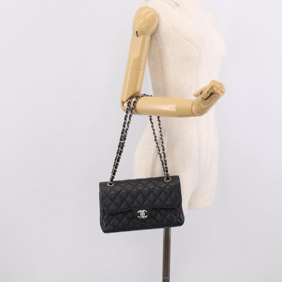 CHANEL Matelasse 23 Double Flap Chain Shoulder Bag Caviar Skin CC Auth 214455SM