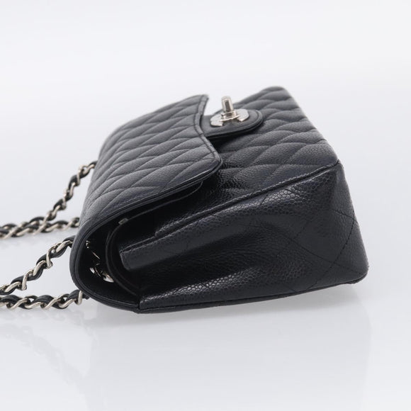 CHANEL Matelasse 23 Double Flap Chain Shoulder Bag Caviar Skin CC Auth 214455SM