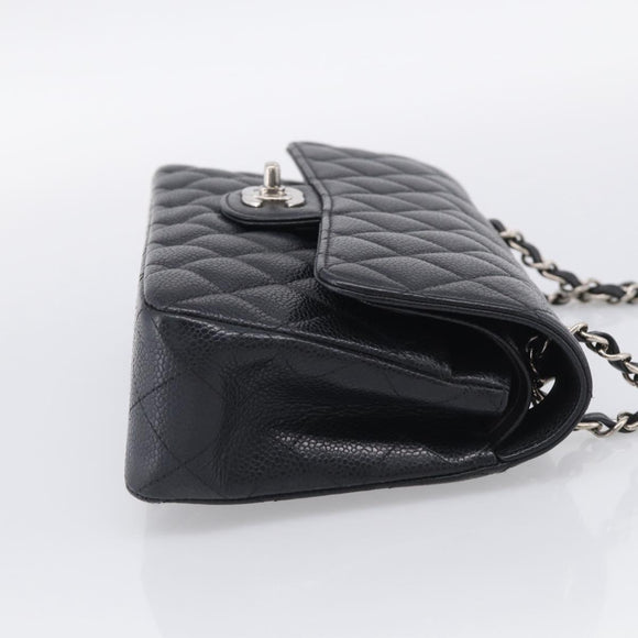 CHANEL Matelasse 23 Double Flap Chain Shoulder Bag Caviar Skin CC Auth 214455SM