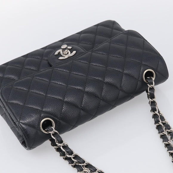 CHANEL Matelasse 23 Double Flap Chain Shoulder Bag Caviar Skin CC Auth 214455SM