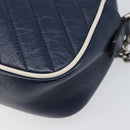 GUCCI GG Marmont Shoulder Bag Leather Navy Silver 447632 Auth 214480V-12